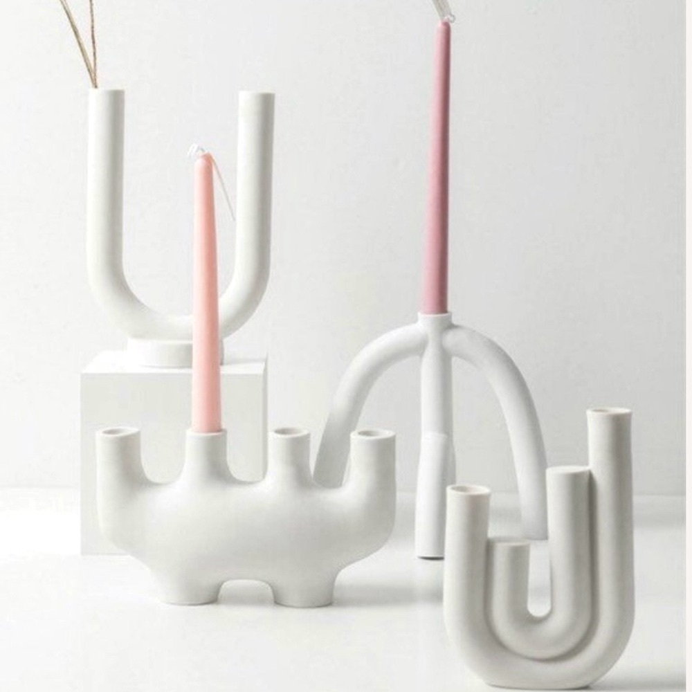 Modern White Ceramic Candle Holder